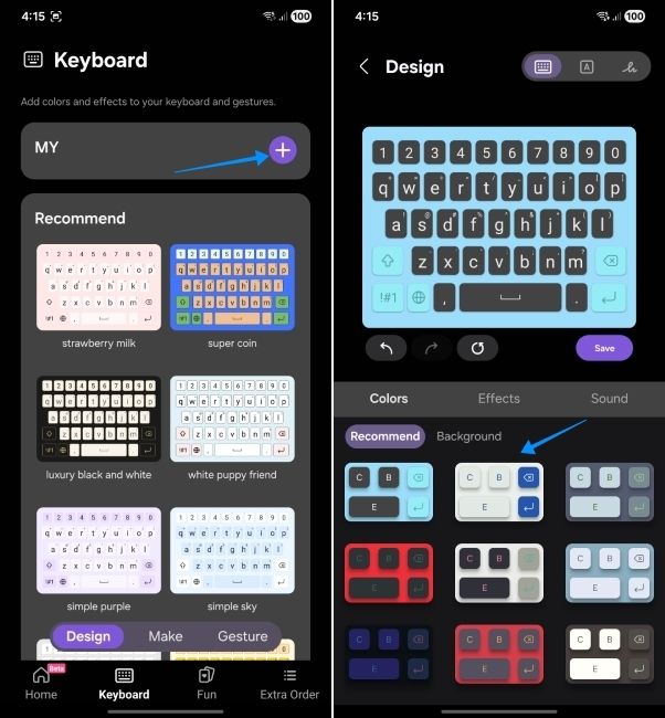 one ui screenshot showing how to apply new colours to samsung keyboard