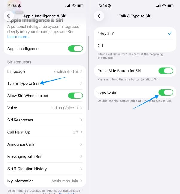ios screenshot showing steps to disable type to siri ios screenshot showing steps to disable type to siri