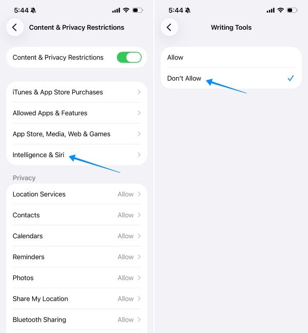 ios screenshot showing steps to disable writing tools ios screenshot showing steps to disable writing tools