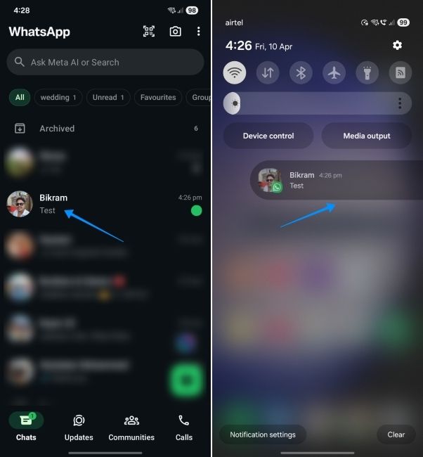 android screenshot showing how to dismiss red dot notification on android