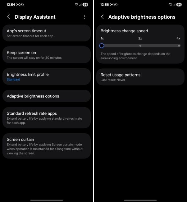 one ui screenshot showing display assistant plugin customisation options