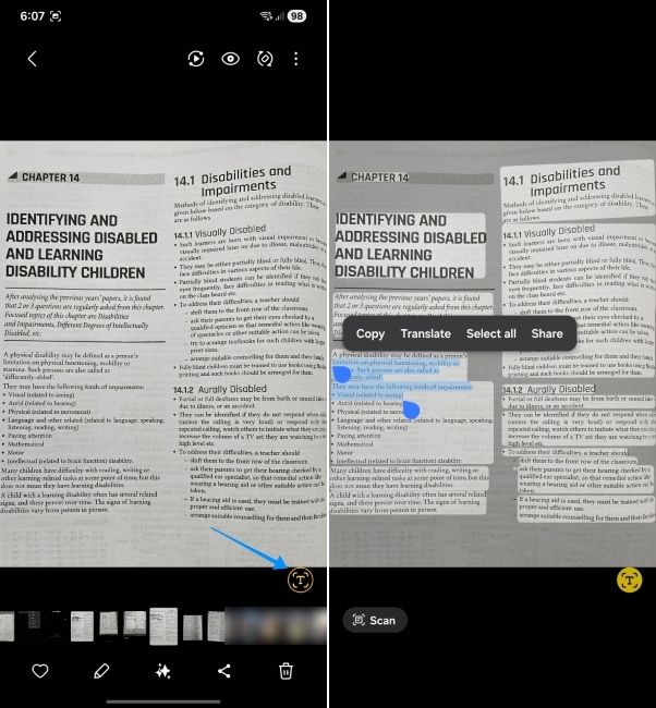 one ui screenshot showing how to extract text from scanned images using samsung gallery