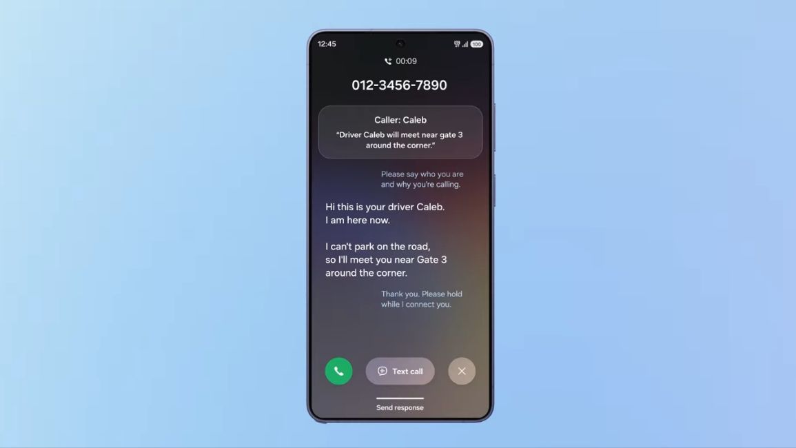 galaxy ai showing call screening feature