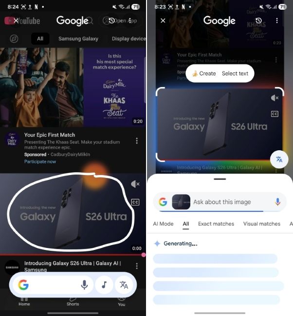 samsung galaxy ai feature showing circle to search
