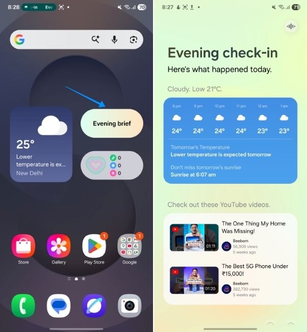 samsung galaxy ai feature showing now brief 