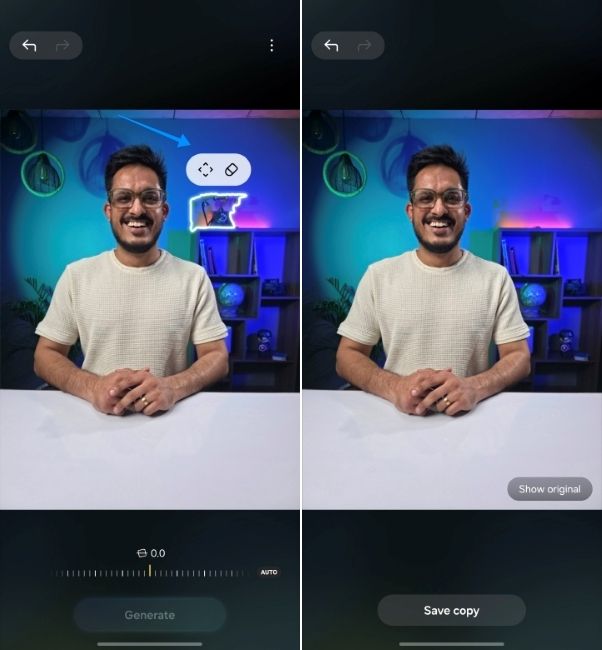 samsung galaxy ai feature showing remove elements from images
