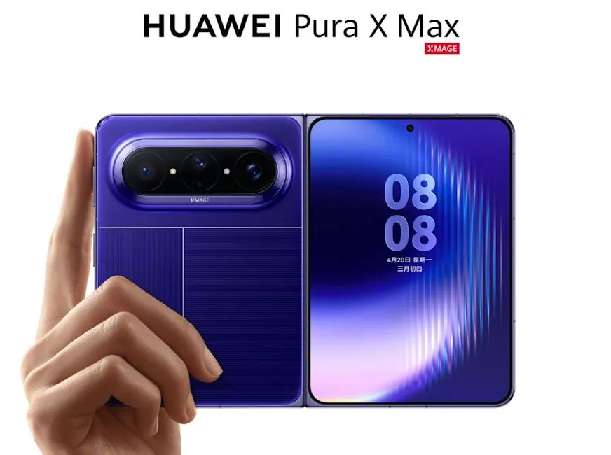 Huawei Pura X Max purple cover screen showcased