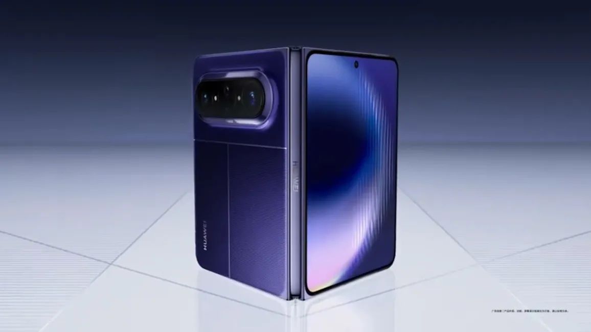 Huawei Pura X Max purple partially unfolded design showcased