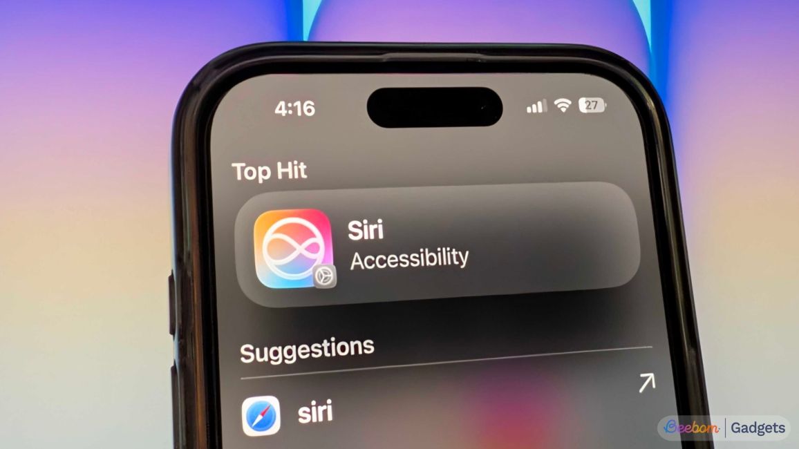 iPhone shot of the Siri accessibility icon inside iOS Spotlight