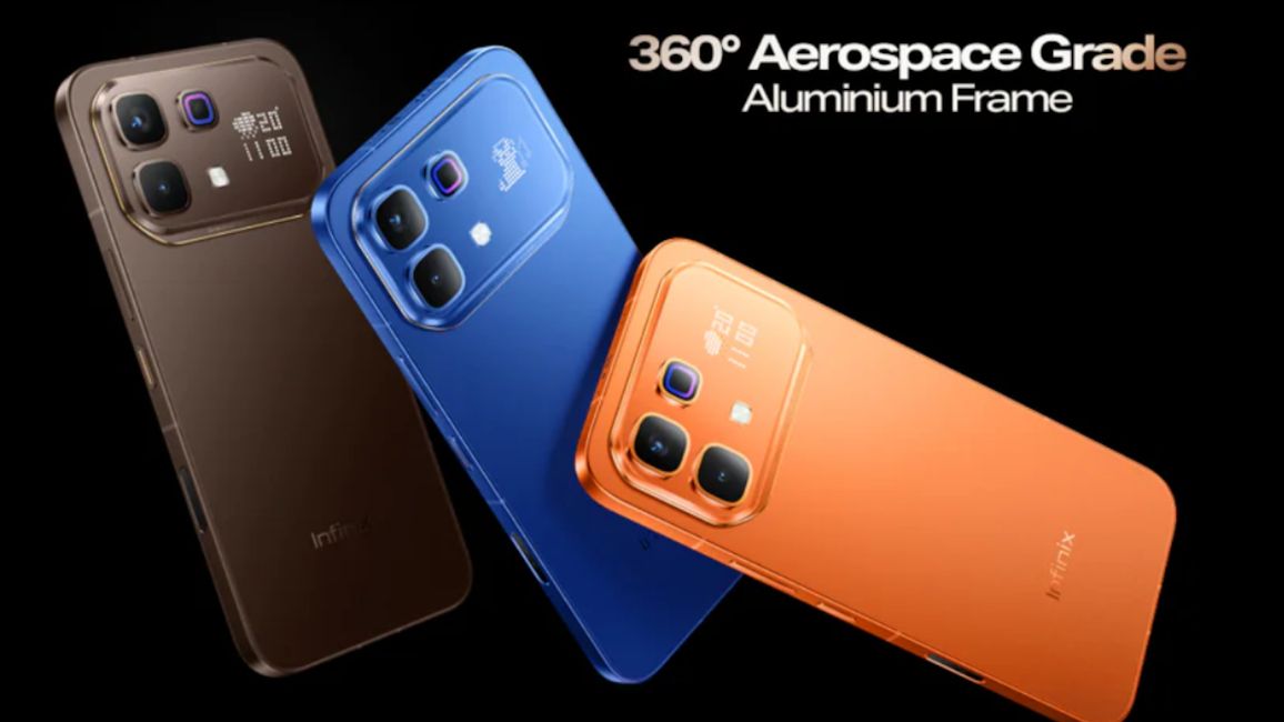 Infinix Note 60 Pro colour options and aluminium frame