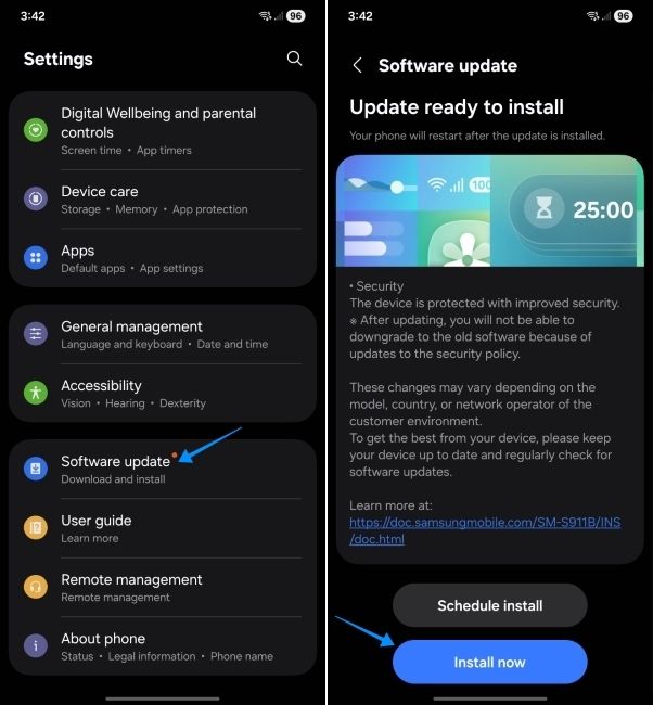 android screenshot showing how to install software update android screenshot showing how to install software update