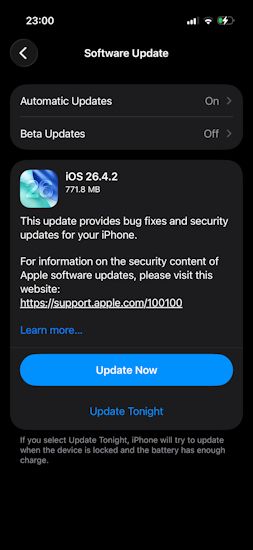 iOS 26.4.1 update screenshot