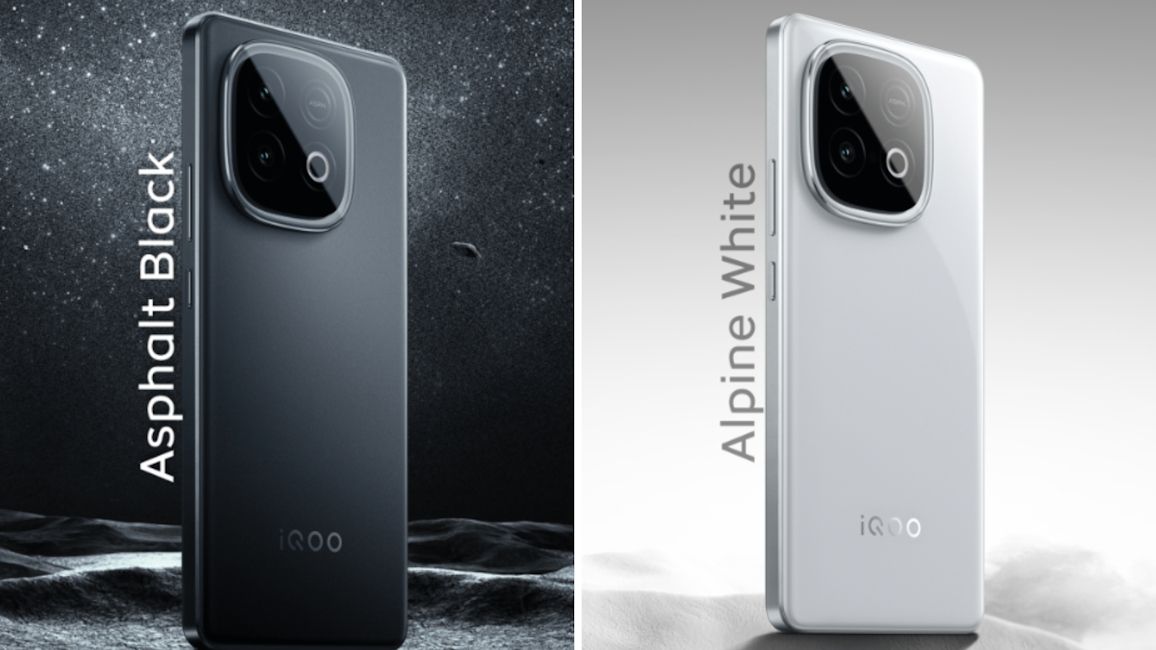iQOO Neo 10 Asphalt Black and Alpine White colour options and back design