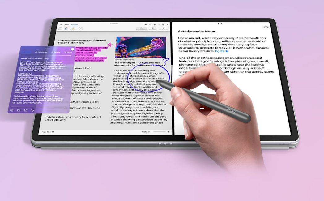 Lenovo Idea Tab Pro Gen 2 display with included stylus pen