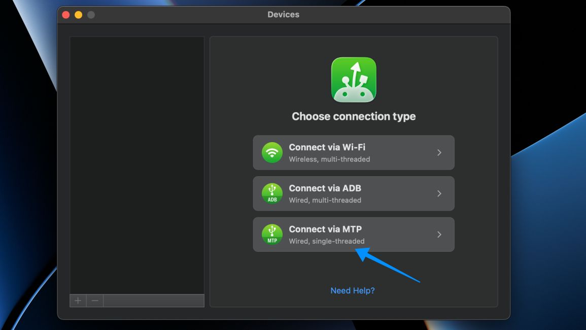 macos screenshot showing macdroid homepage