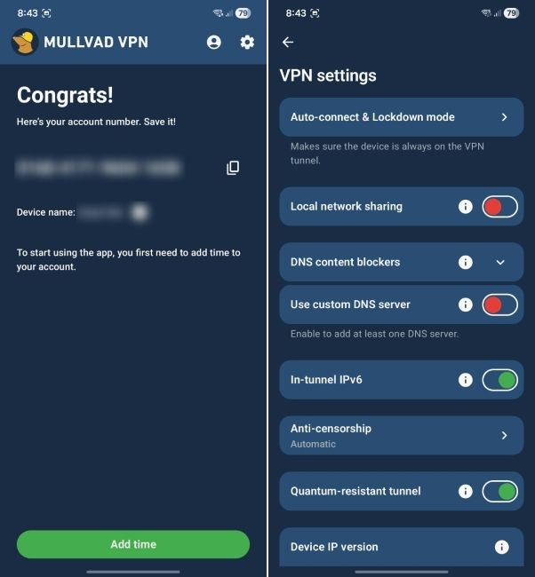mullvad running on android phone