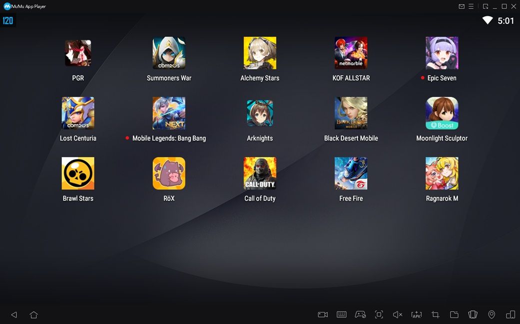 mumu player interface showing android games on windows