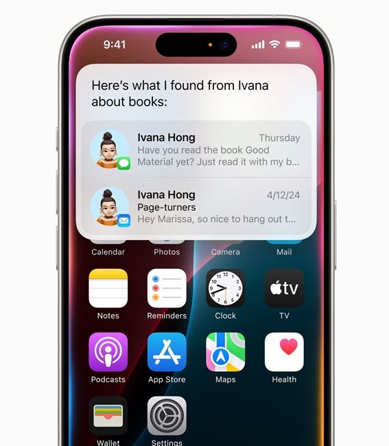 a mockup of new Siri accessing personal data from imessage and mail