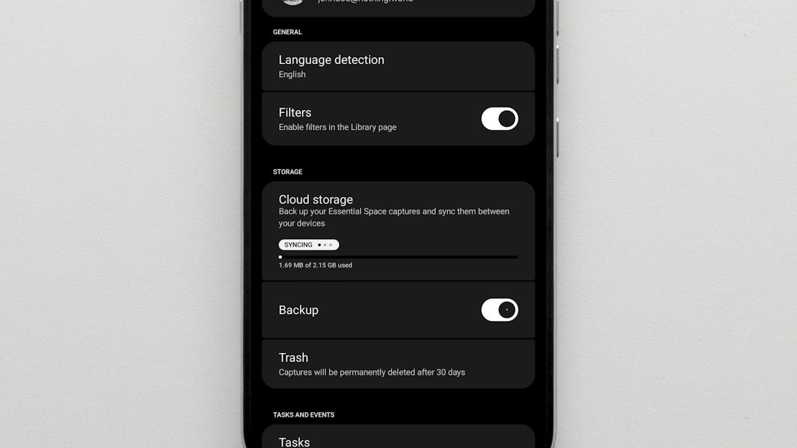 Nothing Essential Space Cloud Storage functionality showcased