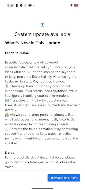 Nothing Essential Voice feature screenshot