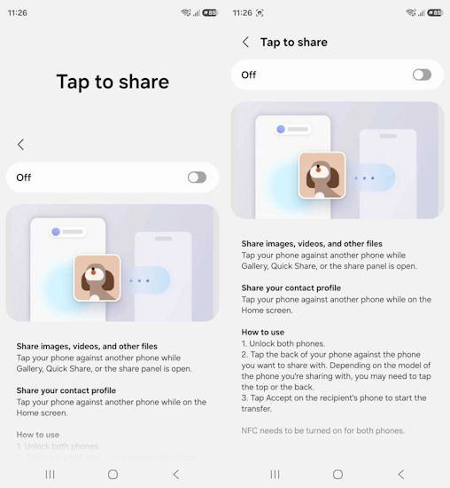 One UI 9 Tap to Share feature UI showcased