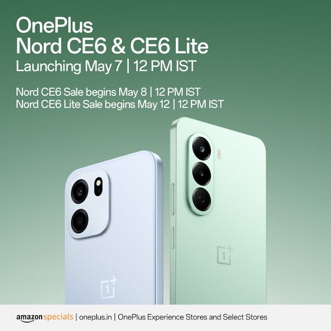 OnePlus Nord CE 6 and Nord CE 6 Lite sale date in India official banner image