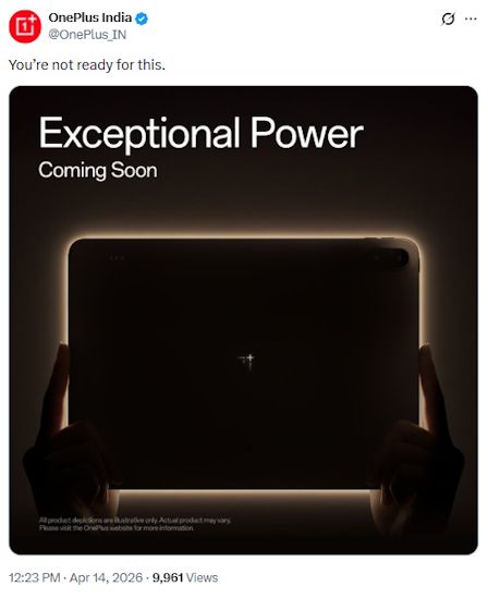 OnePlus Pad 3 Pro India launch teaser X screenshot