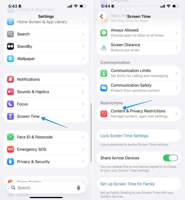 ios screenshot showing steps to open content and privacy restrictions ios screenshot showing steps to open content and privacy restrictions