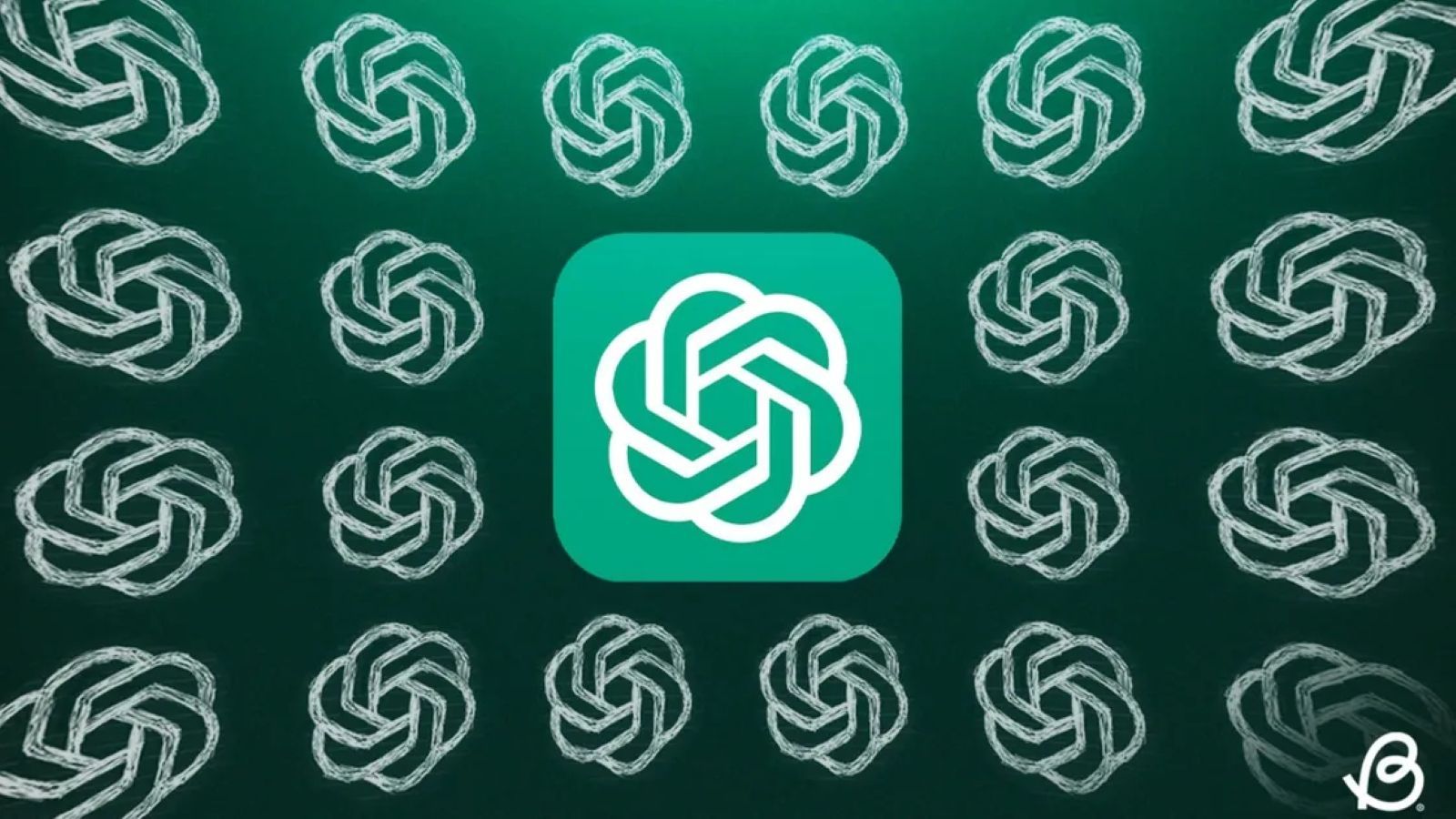 an illustration of openai logo with green background