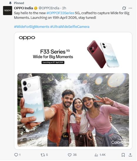 Oppo F33 series India launch date banner image