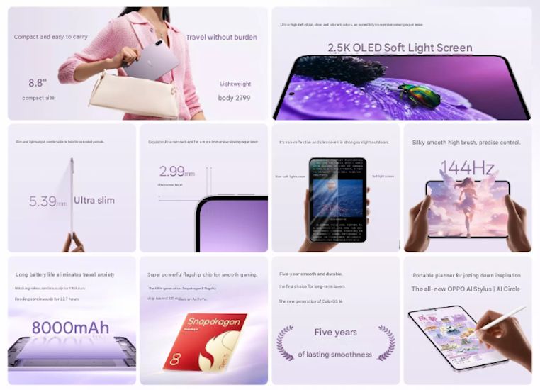 Oppo Pad Mini specifications showcased in official banner
