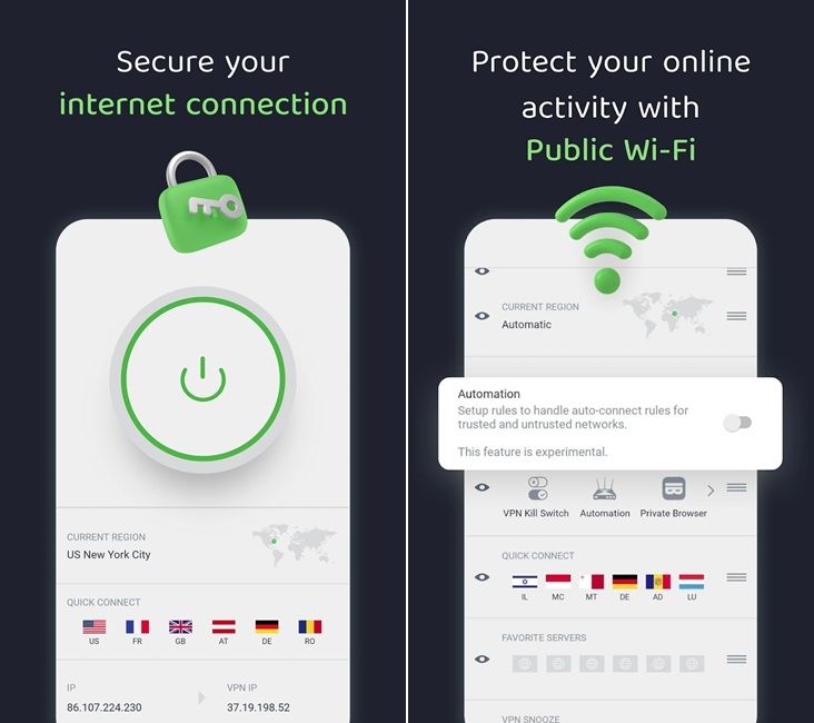 pia vpn running on android phone