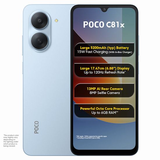 Poco C81x blue front and back design