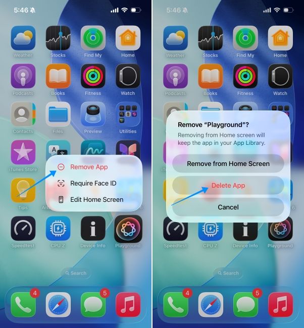 ios screenshot showing steps to delete the image playground app ios screenshot showing steps to delete the image playground app