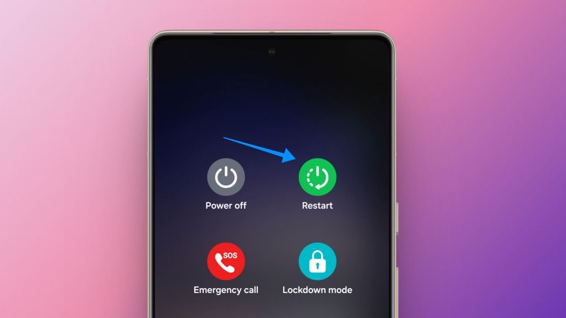android phone showing power menu with restart option