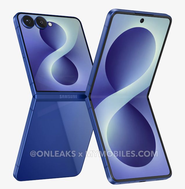 Samsung Galaxy Z Fold 8 side partially unfolded renders blue