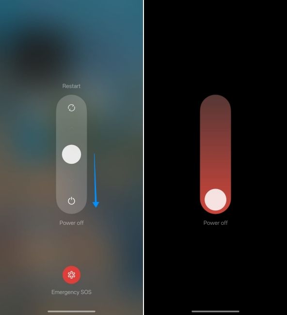 screenshot from oneplus phone showing the power off screen