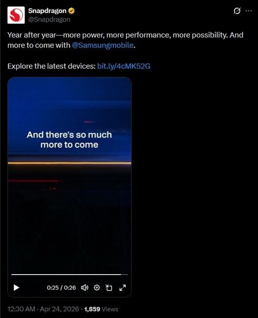 snapdragon account on x indicating that s27 ultra may stick with snapdragon chip
