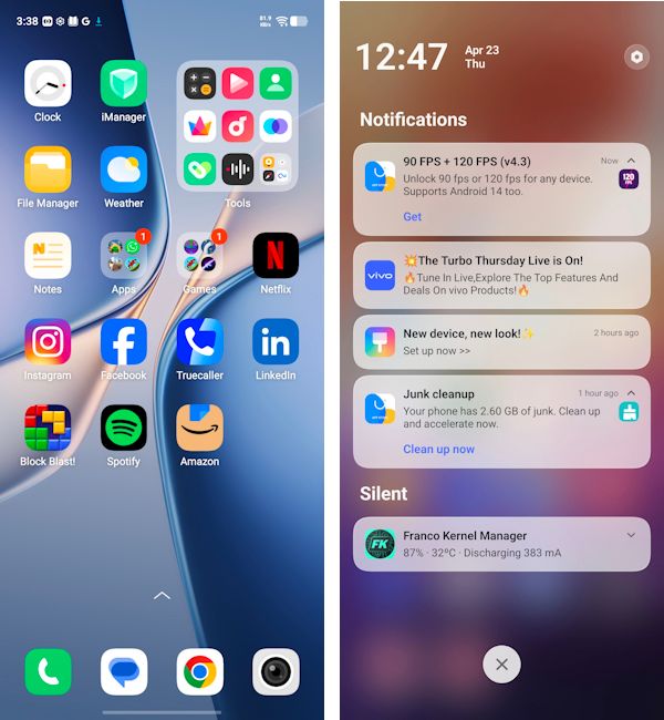 Vivo T5 Pro bloatware and notifications