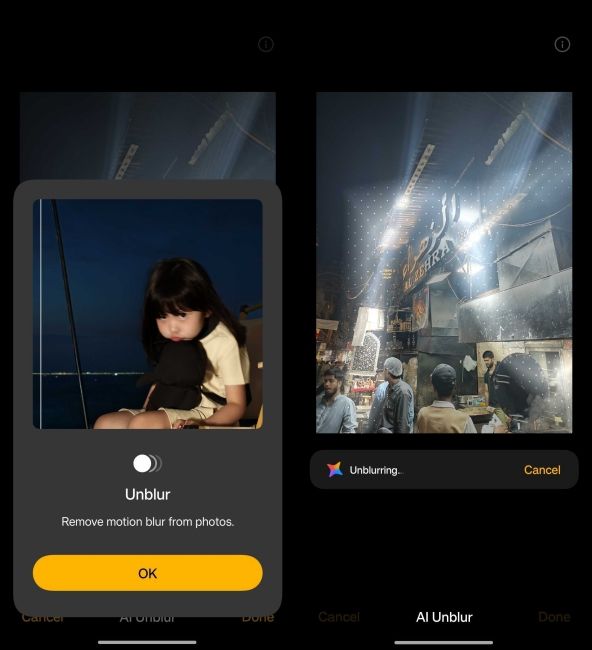 AI Unblur feature in action with OnePlus AI AI Unblur feature in action with OnePlus AI