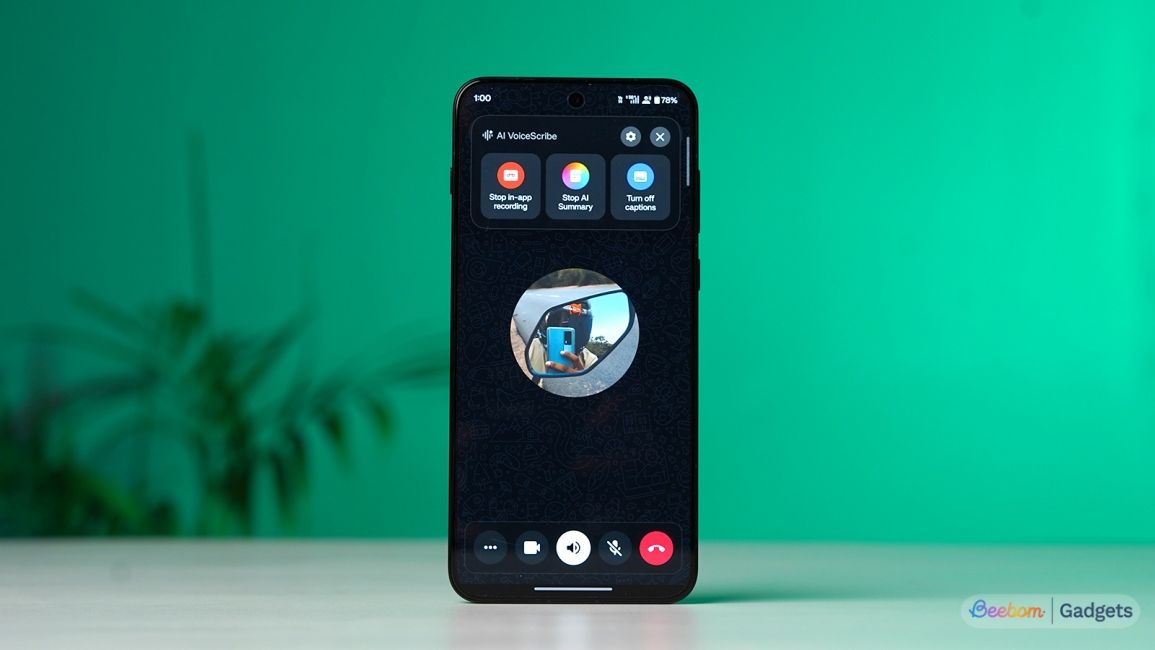 AI Voicescribe feature recording a WhatsApp call feature showcase