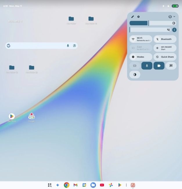Aluminium OS quick settings panel