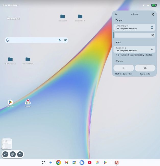 Aluminium OS volume panel