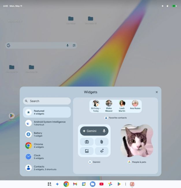 Aluminium OS widgets page