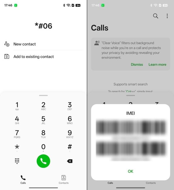 Check IMEI Number on Realme Phone screenshots side by side