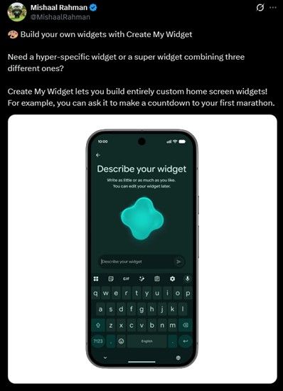 Android Crate My Widget feature in action
