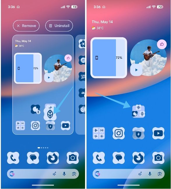Creating an app folder on Google Pixel