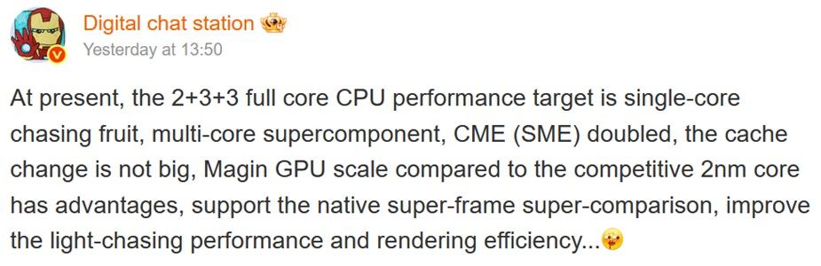 MediaTek Dimensity 9600 core architecture and specs information