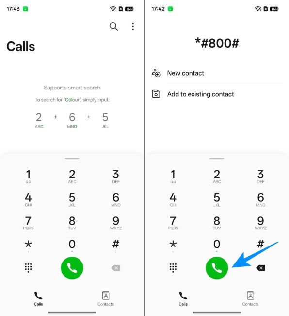 Enter codes in Realme dialer screenshots side by side
