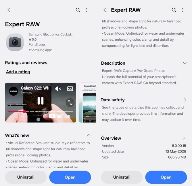 Samsung Expert RAW Galaxy Store screenshot